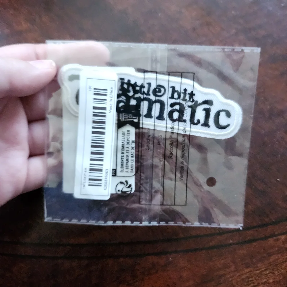 A Little‎ Bit Dramatic Black White Text Iron On Patch Text